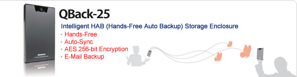 QBack-25 com uma caixa de armazenamento USB